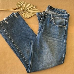distressed straight leg jeans